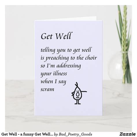 Get Well - a funny Get Well Poem Card | Zazzle.com | Get well poems ...