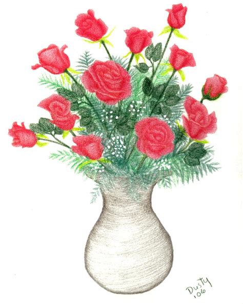 Bouquet Of Red Roses Drawing by Dusty Reed