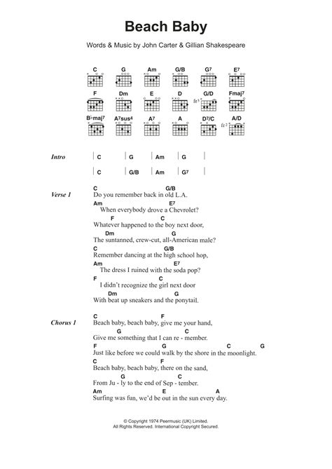 Beach Baby by The First Class - Guitar Chords/Lyrics - Guitar Instructor