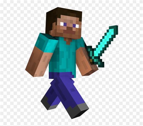 Diamond Sword Steve - Minecraft Steve With Sword, HD Png Download ...