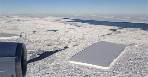 Rectangular iceberg near Larsen C ice shelf in Antarctica