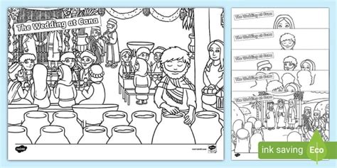 The Bible Story of the Wedding Feast at Cana Colouring Sheets