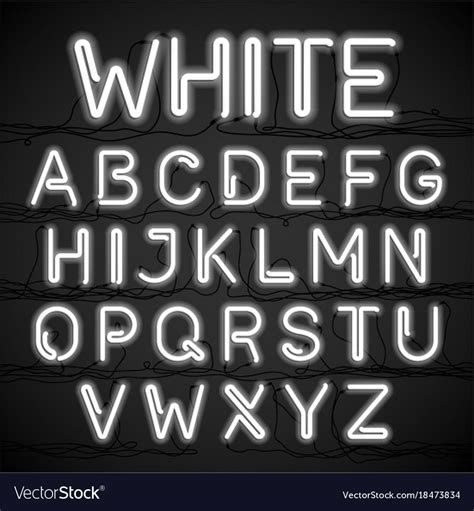 White neon light alphabet with cable Royalty Free Vector