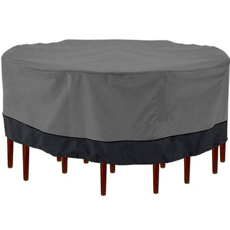 Outdoor Patio Furniture Table and Chairs Cover 94" Diameter Dark Grey with Black Hem - 100% ...