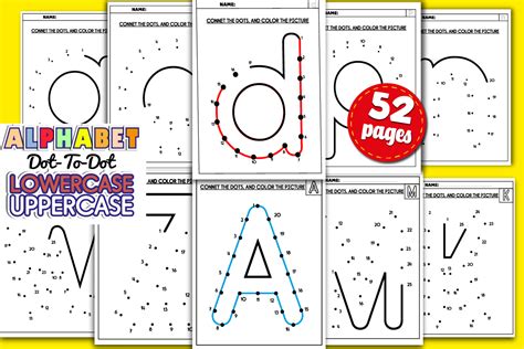 Alphabet Letters Dot to Dot Uppercase & Lowercase 1-25 | Connect the Dots Worksheets | Teaching ...