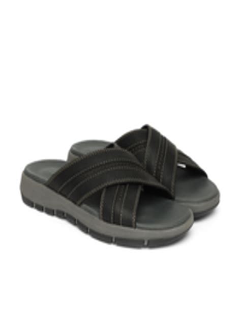 Buy Clarks Men Black Solid Leather Sandals - Sandals for Men 6839077 | Myntra