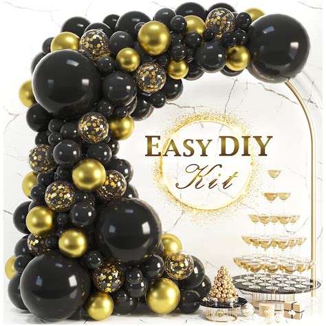 Buy 115pcs – Black and Gold Balloon Garland Kit & Arch – Black Gold ...