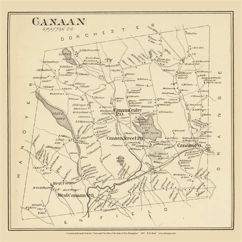 Canaan Town, New Hampshire 1892 Old Town Map Reprint - Hurd State Atlas ...