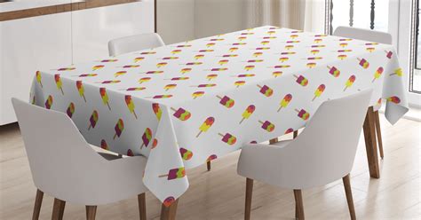 Ice Cream Tablecloth, Colorful Summer Snacks on Sticks Sugary and Refreshing Taste Diagonal ...