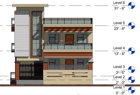 Front side elevation of the bungalow house has given in this Revit file. Download now ...