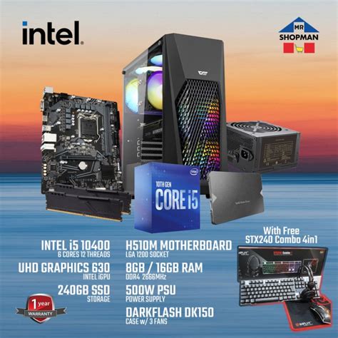 Intel Core i5 10400 Processor w/ H510M Motherboard Desktop Computer PC ...