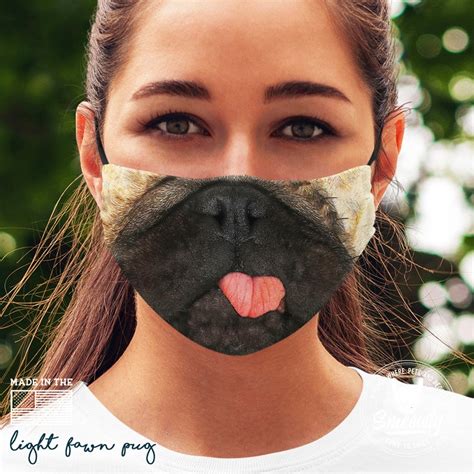 Pug Dog Face Mask Reusable With Nose Wire Washable | Etsy