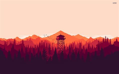 Fire Lookout Tower Watchtower Forest Mountain Vector 1920×1. Art, Minimalist , Tumblr HD ...