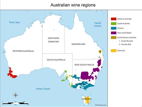 Australia Map of Vineyards Wine Regions