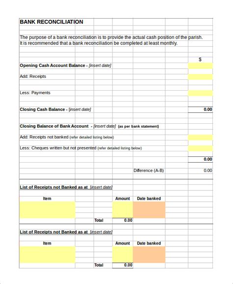 Bank Reconciliation Statement Sample Excel - Bank2home.com