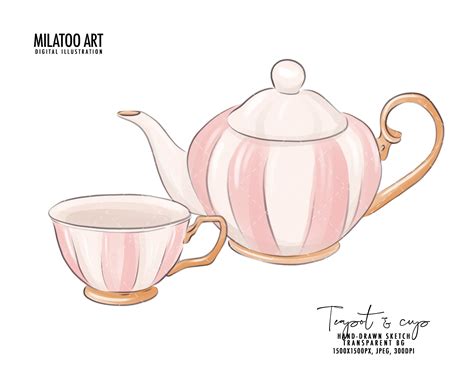 Watercolor Teapot and Teacup Clipart Watercolor ceramic | Etsy