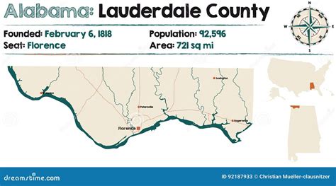 Alabama: Lauderdale County Map Stock Vector - Illustration of lauderdale, vector: 92187933