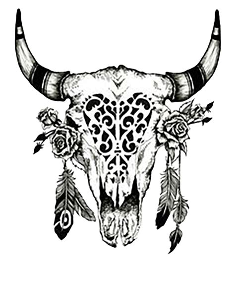 Cattle Drawing Cow's Skull: Red, White, and Blue Clip art - tattoo png ...