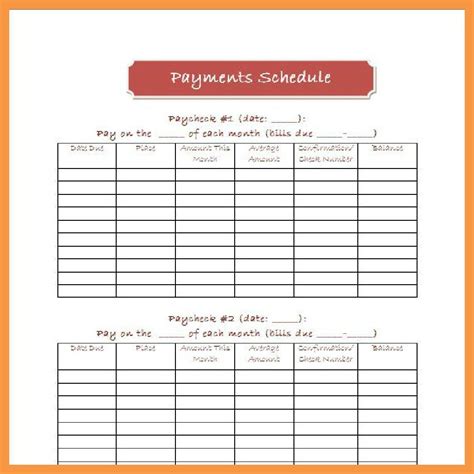 Free Printable Bill Payment Schedule | Free Printable