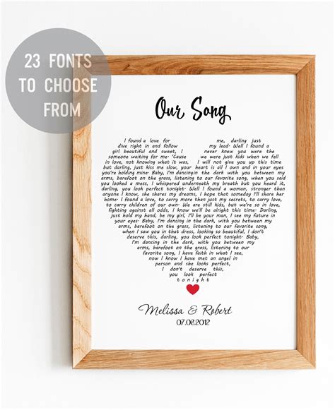 Personalised song lyrics print by SkyPrintArt | Scrapbook book, Wall ...