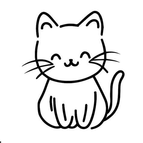 Premium Vector | Cute cat line art for drawing