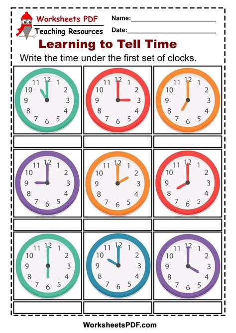 PDF Worksheets ( Telling the Time)