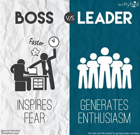 Boss vs Leader | Boss vs leader, Leader quotes, Leadership management