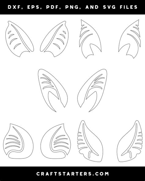 Bat Ears Outline Patterns: DFX, EPS, PDF, PNG, and SVG Cut Files