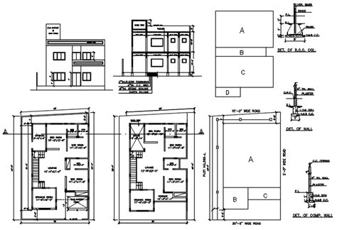 House plan with section and elevation in dwg file - Cadbull