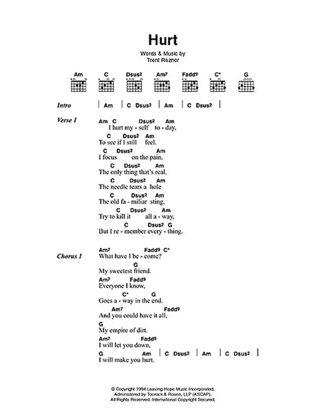 Johnny Cash "Hurt" Sheet Music Notes | Download Printable PDF Score 48786