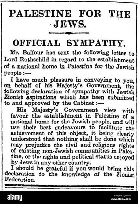 Balfour Declaration in the Times 9 November 1917 Stock Photo - Alamy