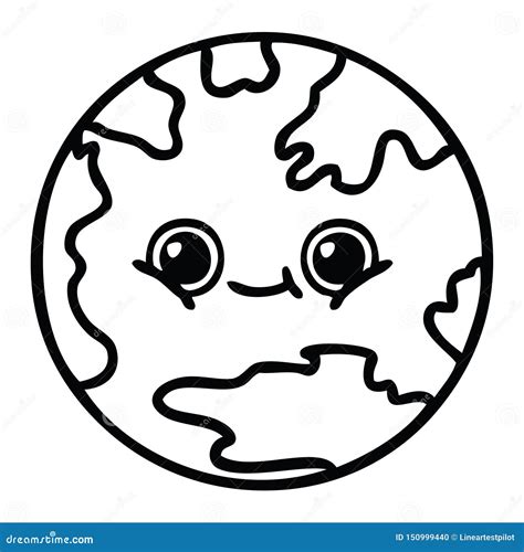 A Creative Line Drawing Cartoon Planet Earth Stock Vector - Illustration of vector, planet ...