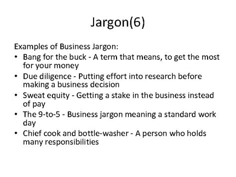 Business Jargon Definition English - Biusnsse