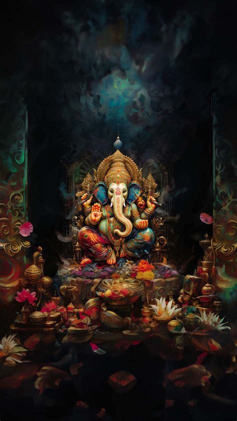 Ganpati God iPhone Wallpaper 4K - iPhone Wallpapers | Ganesha art illustration, Heaven art ...