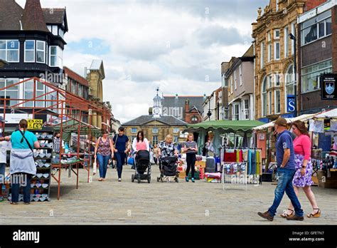 Street market in Pontefract, West Yorkshire, England UK Stock Photo, Royalty Free Image ...