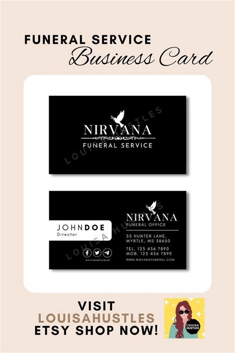 Funeral Service Business Card Editable Digital Template - Etsy ...