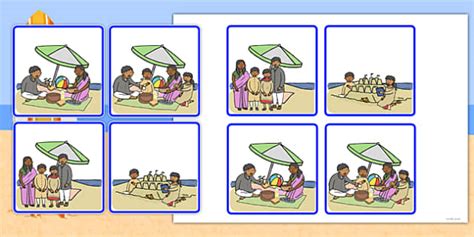 Sequencing Cards at the Beach - beach, sequencing, cards, sen