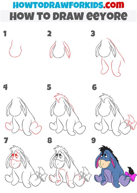 How to Draw Eeyore - Easy Drawing Tutorial For Kids