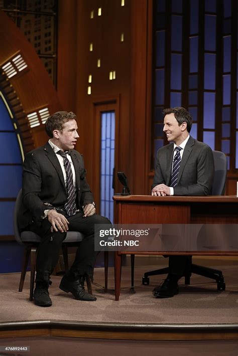 Conner O'Malley with host Seth Meyers in the "Future Seth Meyers ...