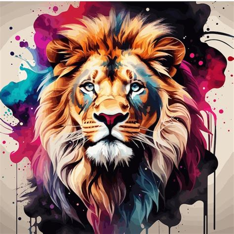 Premium Vector | Abstract art watercolor painting of a lion