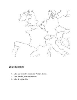 Western Europe Map Labeling Worksheet by Mekenzie P | TpT