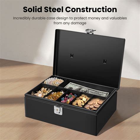 Cash Box with Money Tray Lock & Key Steel for Cashier Drawer Money Safe Security | eBay