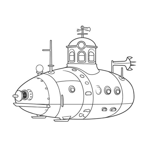 Coloring Page Featuring A Small Submarine Outline Sketch Drawing Vector, Wing Drawing, Ring ...