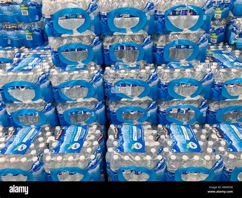 Cases of water bottles at Costco Stock Photo - Alamy