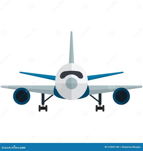 Airplane Front View Vector Isolated on White Background Stock Vector ...