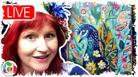 Live #2 Peacock and Flowers and Flowers abstract acrylic tutorial art lesson | The art sherpa ...