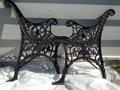 Antique Cast Iron Bench Legs-Ornate-Black-Bench Ends-Pair-Outdoor Bench ...