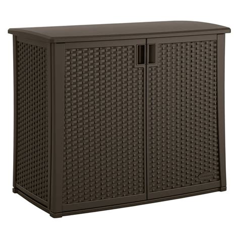 Suncast 97 Gallon Outdoor Resin Wicker Deck Storage Cabinet, Java Brown - Walmart.com - Walmart.com