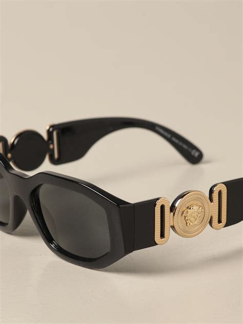 VERSACE: sunglasses in acetate with a medusa head - Black | Glasses ...