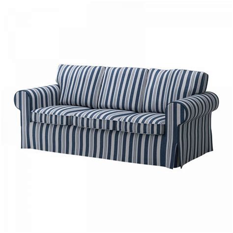 IKEA EKTORP 3 Seat SOFA COVER Slipcover ABYN BLUE White Stripes Åbyn